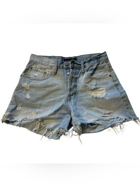 Aeropostale Distressed Women's Denim Shorts - Light Blue Size 4 3-4 inch inseam